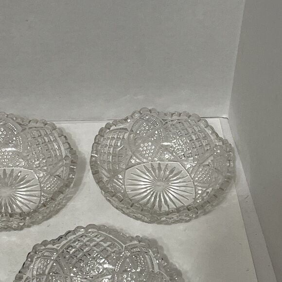 Set Of 5 Beautiful Antique EAPG Clear Cut Glass 4.75” Small Bowls Dishes - Picture 4 of 6